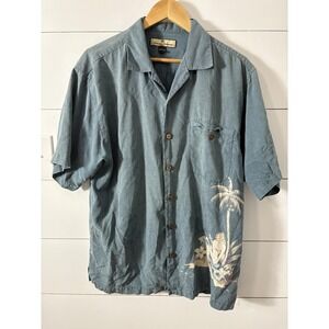 Tommy Bahama Shirt Mens Medium Silk Palm Tree Hawaiian Camp Button Up‎ Casual